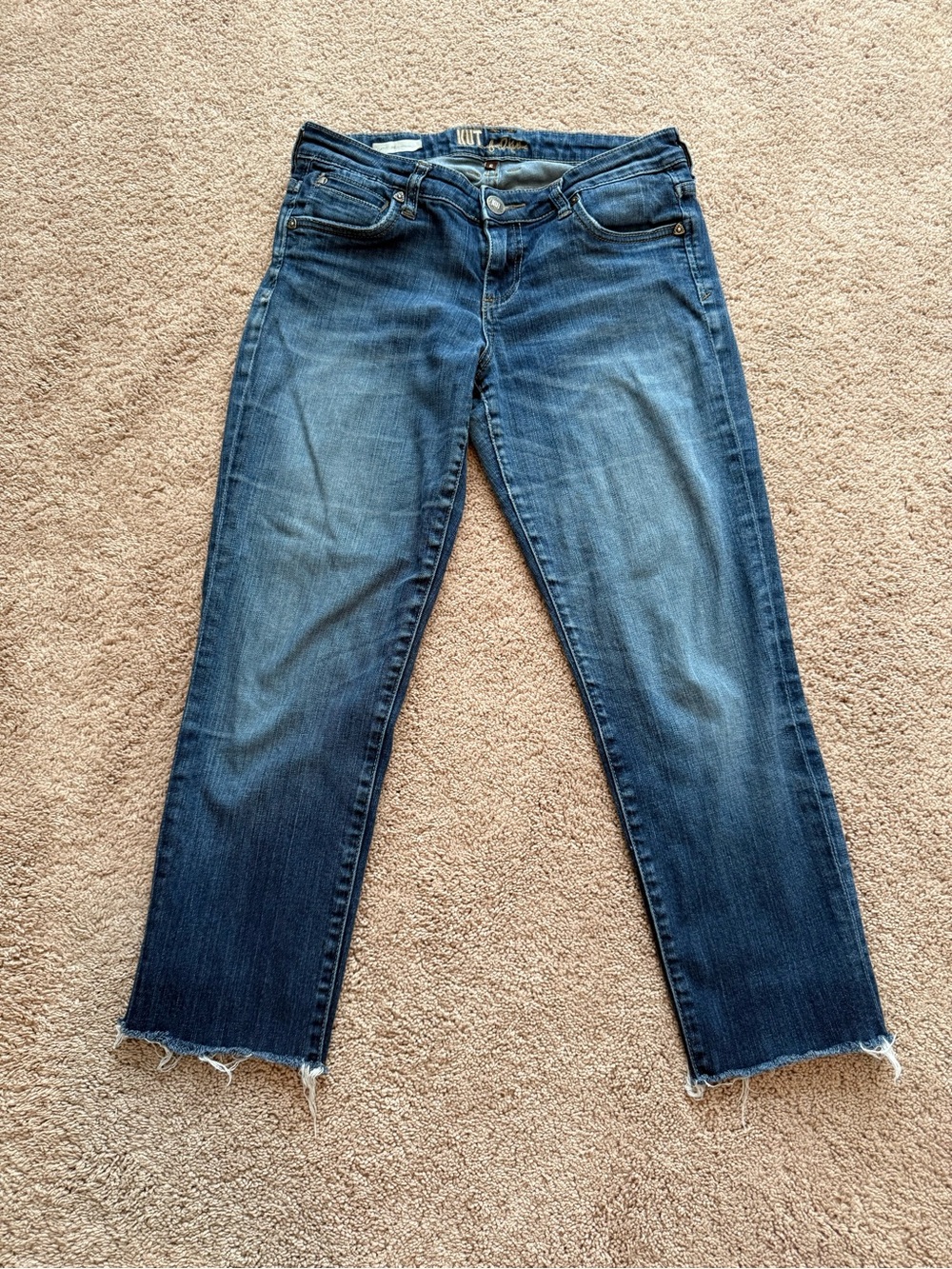 Kut from the Kloth Straight Leg Ankle Length Jeans in Dark Blue Wash